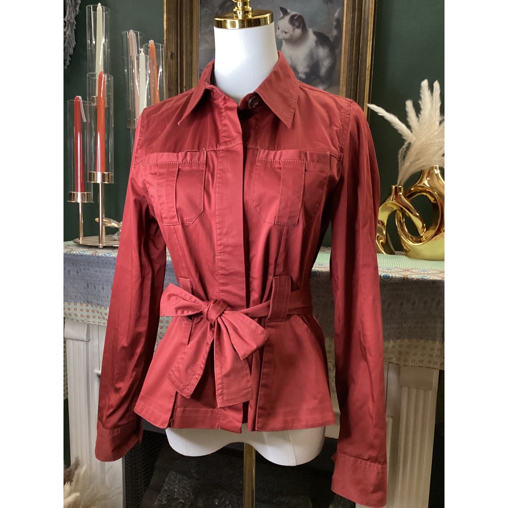 Old Navy Womens Brick Red Utility Belted Safari Jacket Size M 562705 SPR08